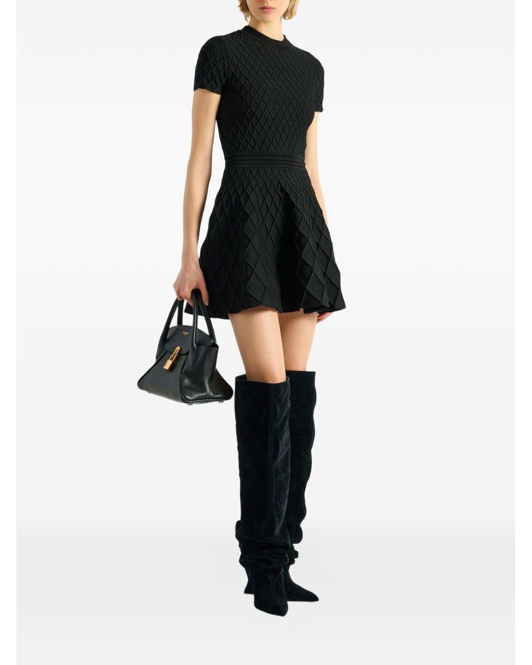 Balmain Black Flared Mini Dress