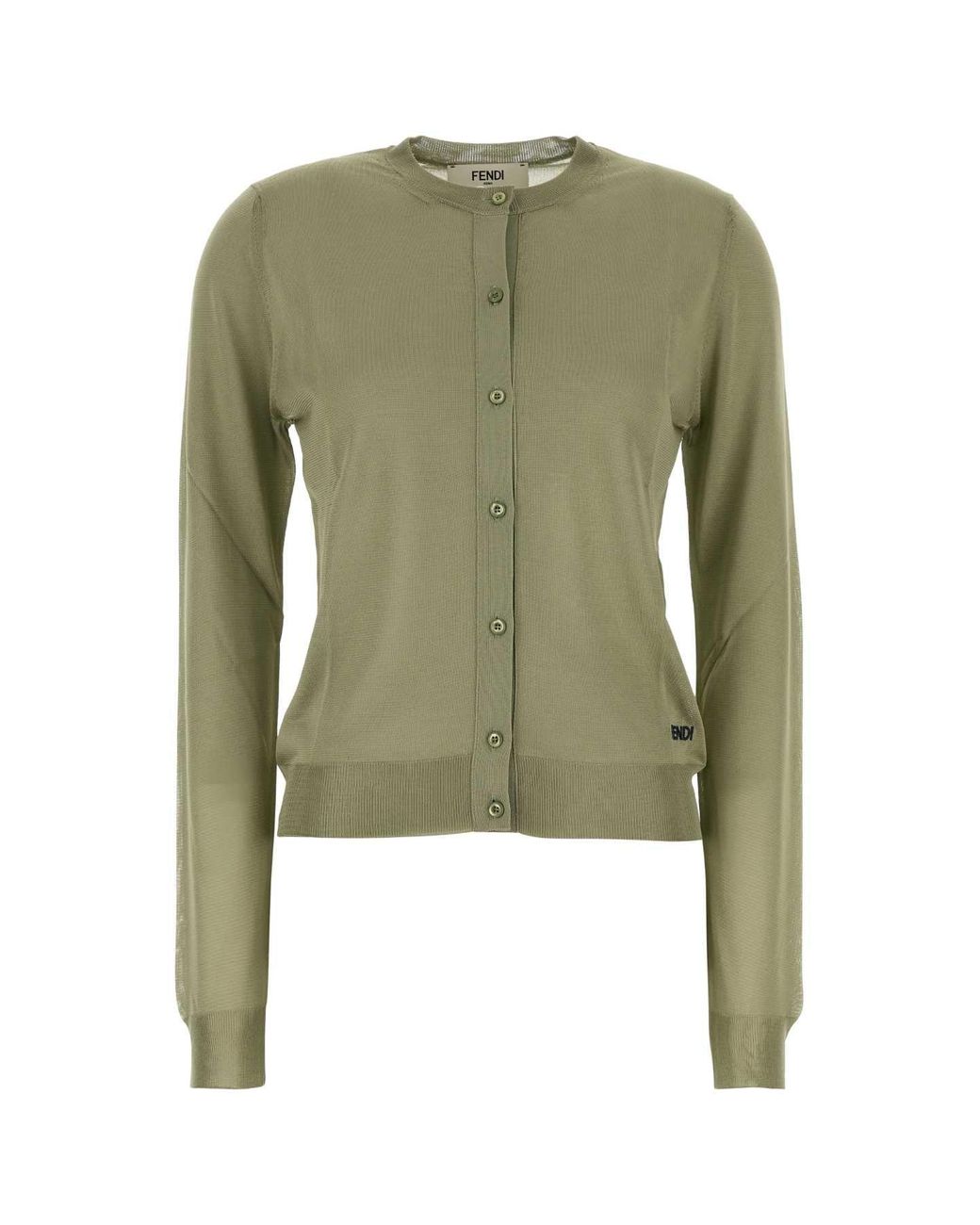 Fendi Green Sage Stretch Viscose Blend Cardigan