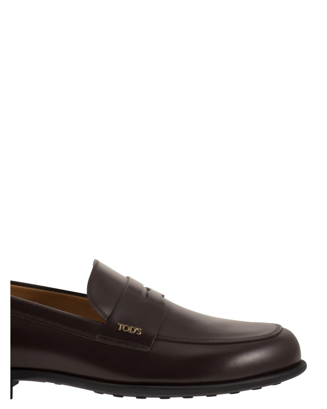 Tod's Brown Calfskin Leather Loafers With Logo Detail