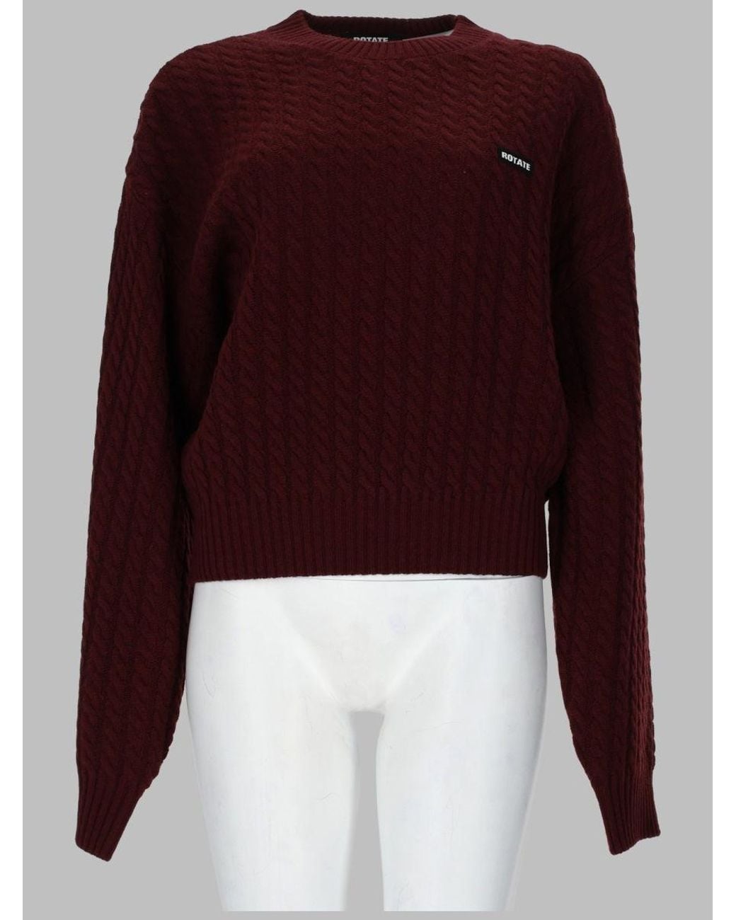 ROTATE BIRGER CHRISTENSEN Red Cable Knit Sweater Wool-Cashmere Jumpers
