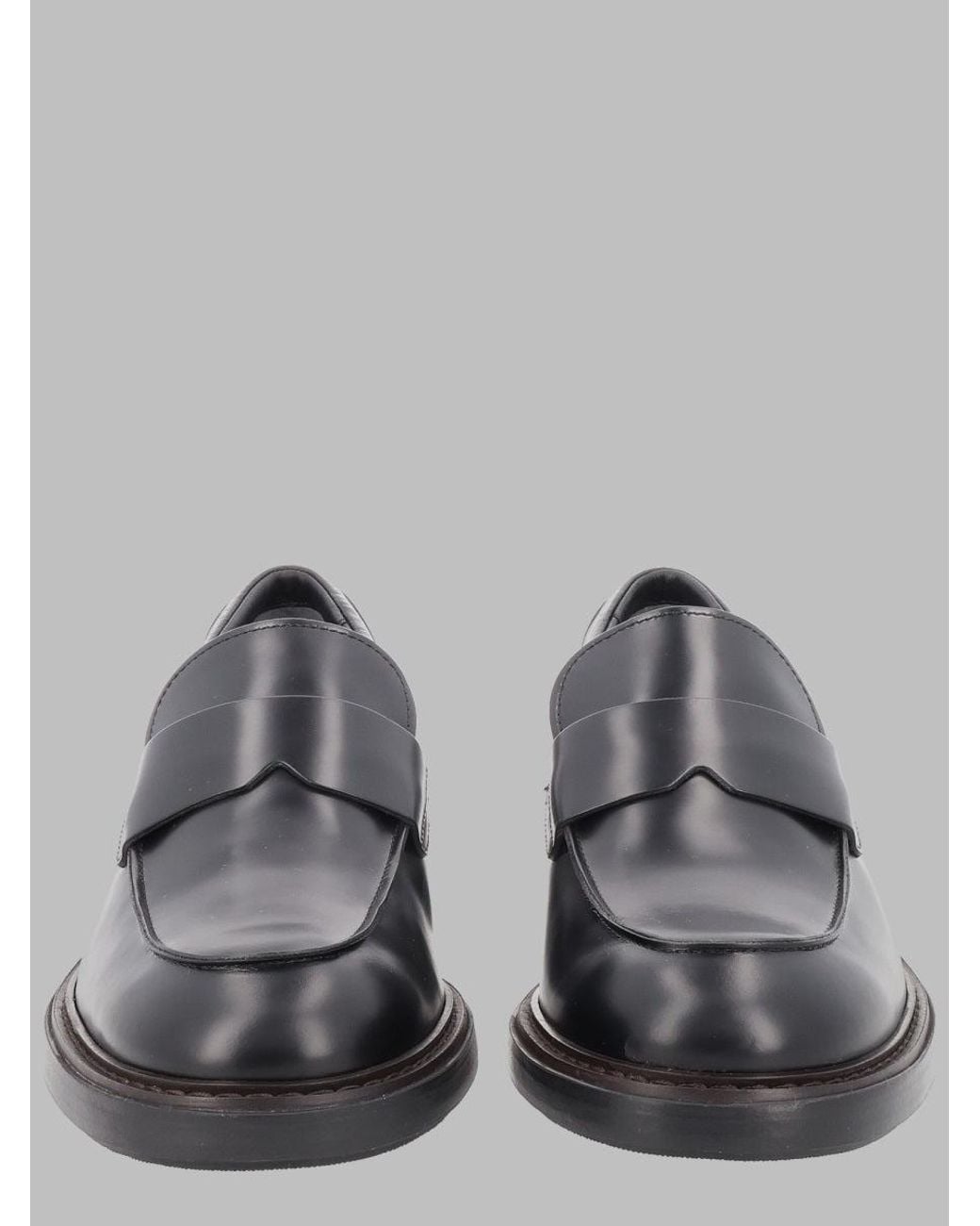Hogan Gray Leather Penny Loafers for men