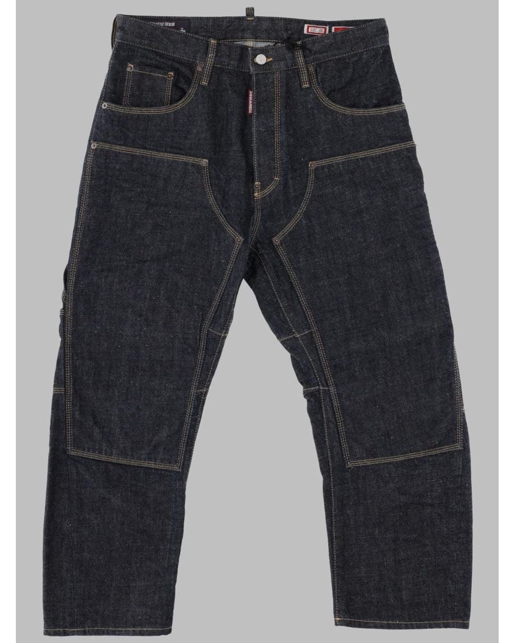 DSquared² Blue Kawaii Relaxed Fit Cropped Patch Pocket Cotton Jeans for men