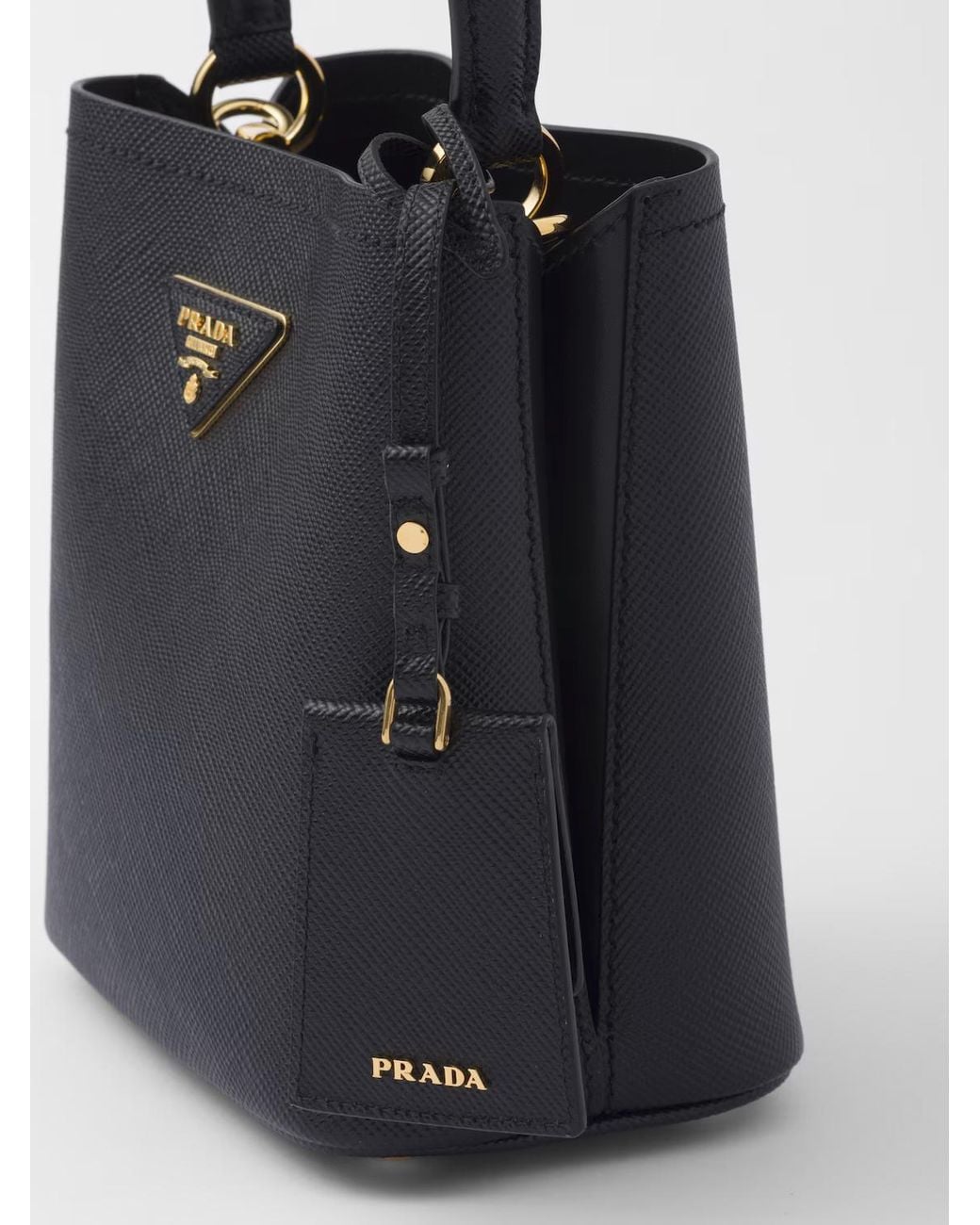 Prada Black Small Saffiano Leather Panier Bag