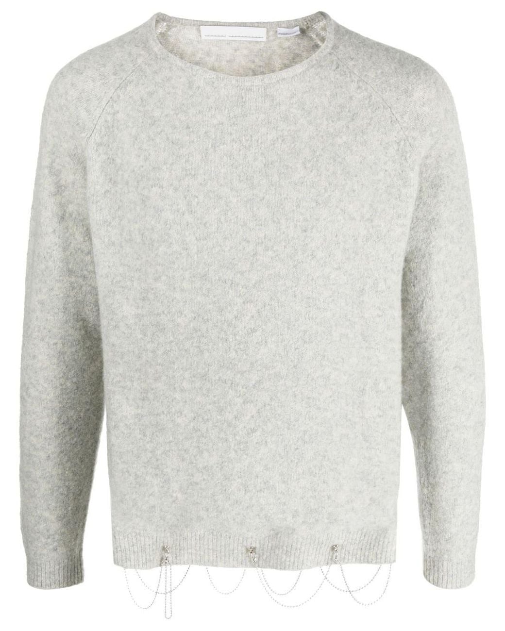 Random Identities White Long-Sleeved Chain-Embellished Jumper for men