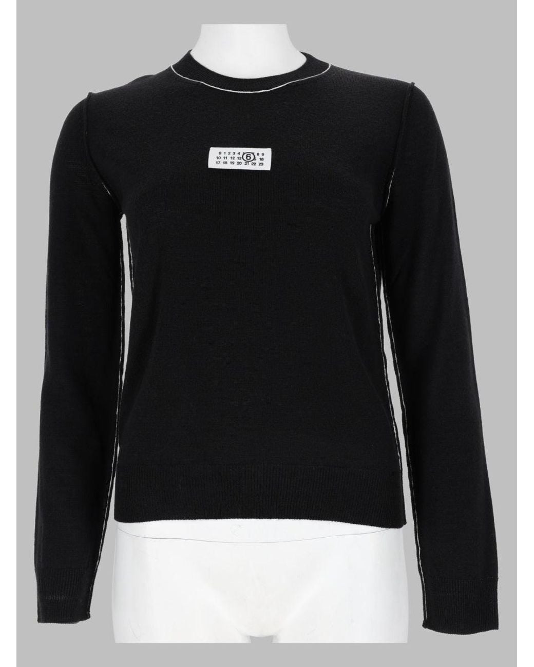 MM6 by Maison Margiela Black Wool Blend Long Sleeve Sweater