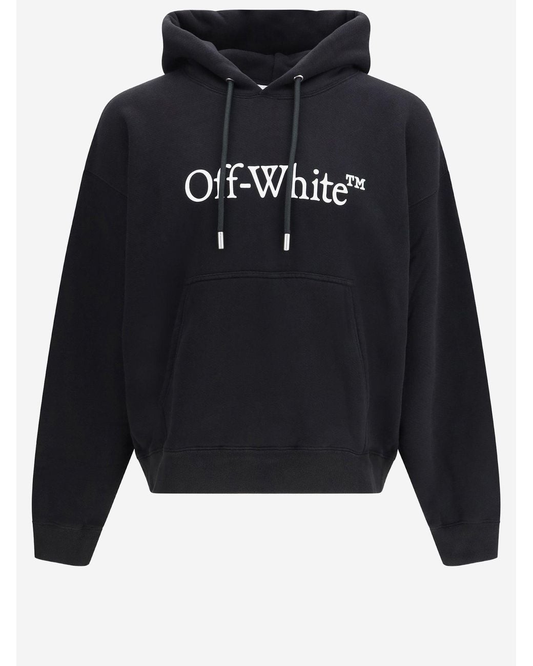 Off-White c/o Virgil Abloh Black Relaxed Fit Cotton Hoodie With Front Logo Print for men