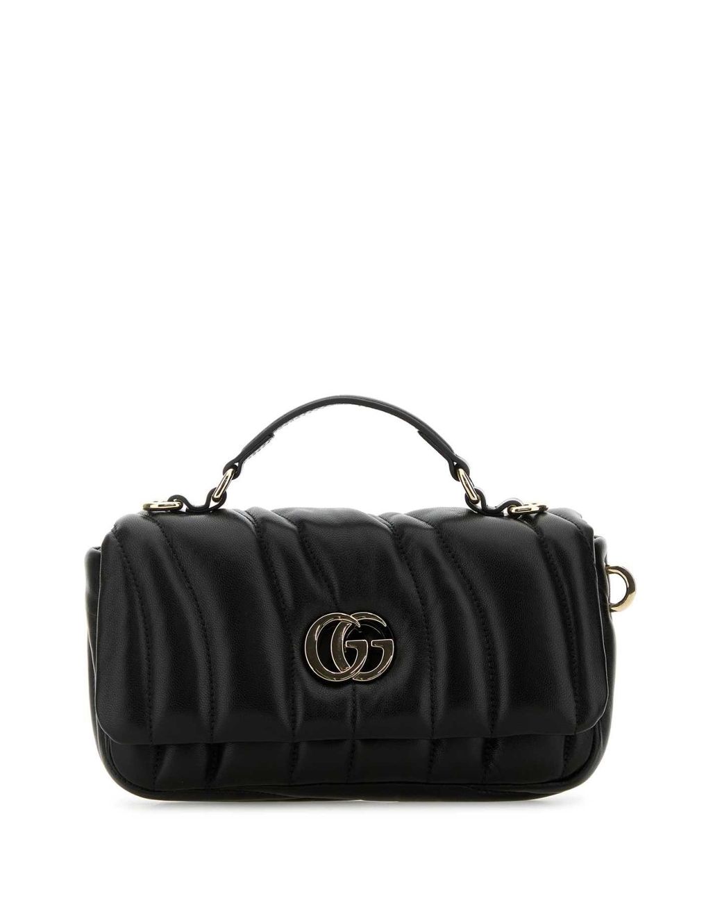Gucci Black Leather Gg Milano Handbag