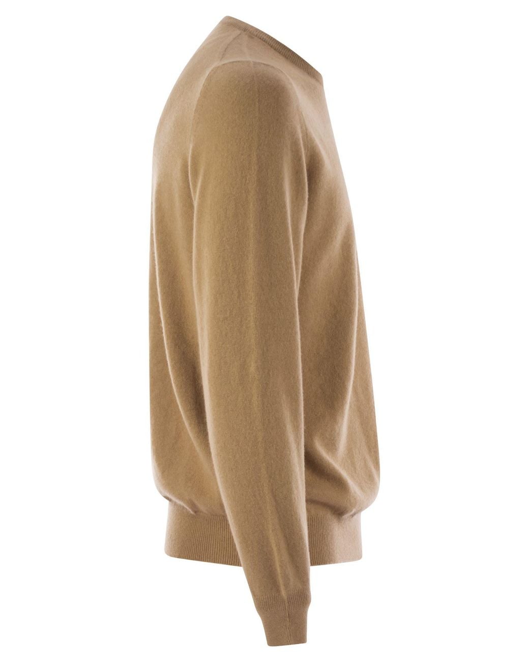 Fedeli Brown Argentina Baby Cashmere Crew Neck Sweater for men