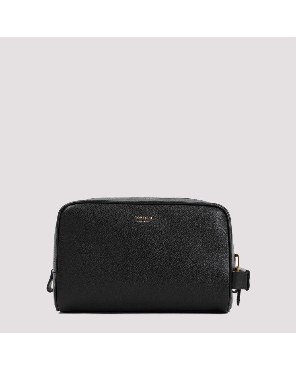 Tom Ford Black Leather Single Zip Toiletry Case for men