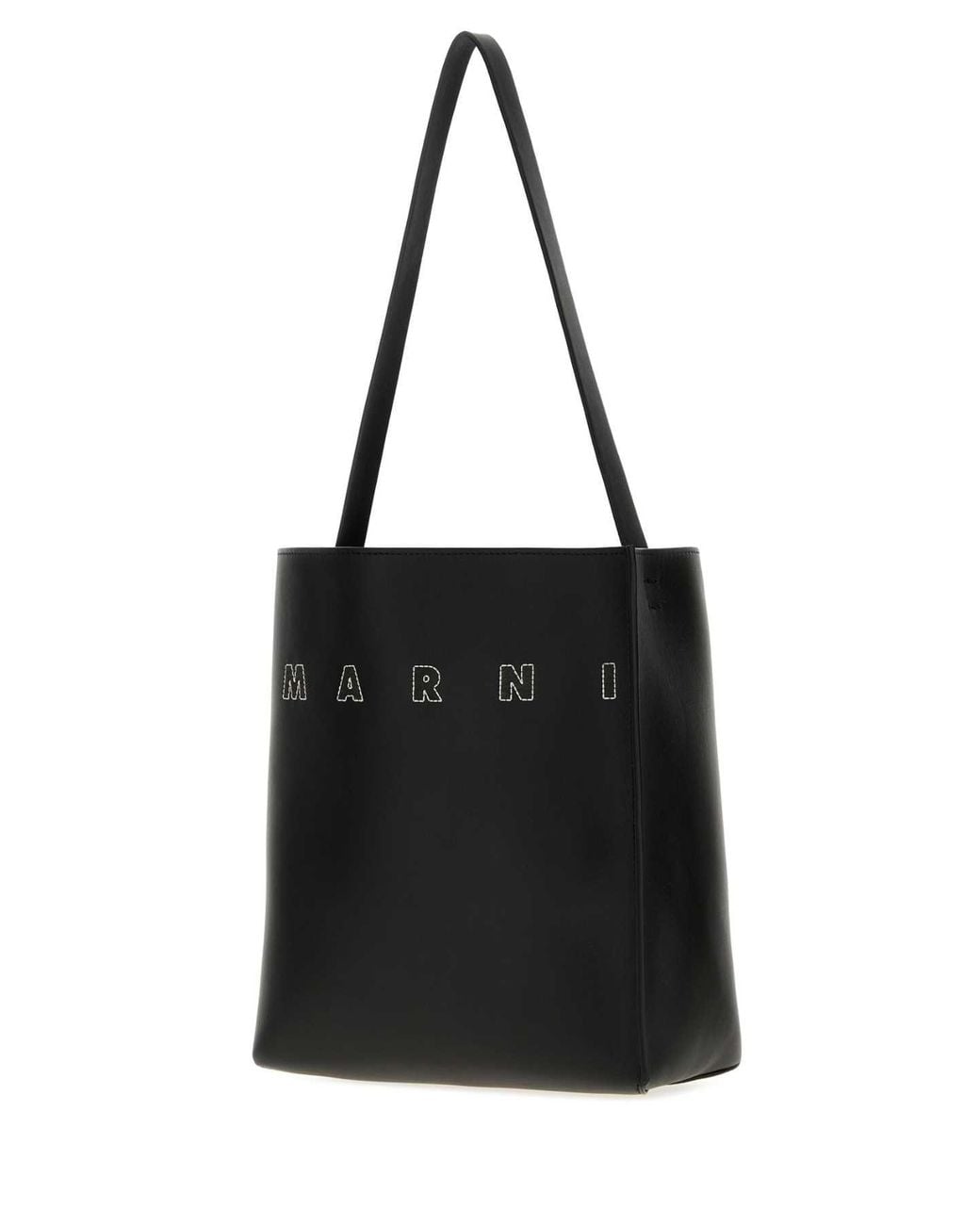 Marni Black Leather Shopping Handbag With Structured Design