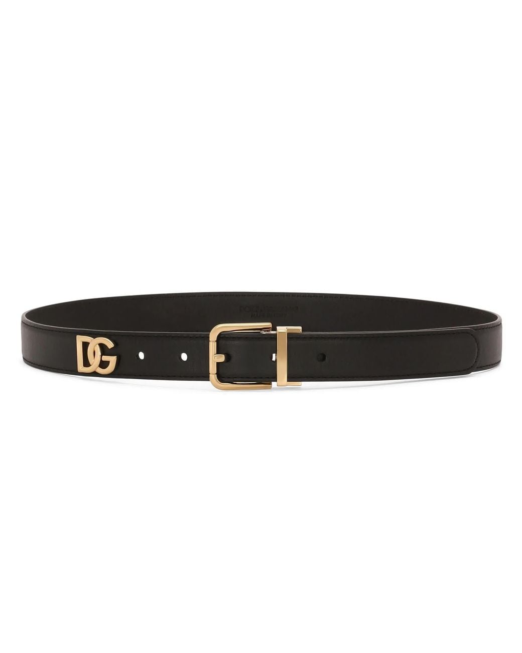 Dolce & Gabbana Black Signature Plaque Calfskin Belt