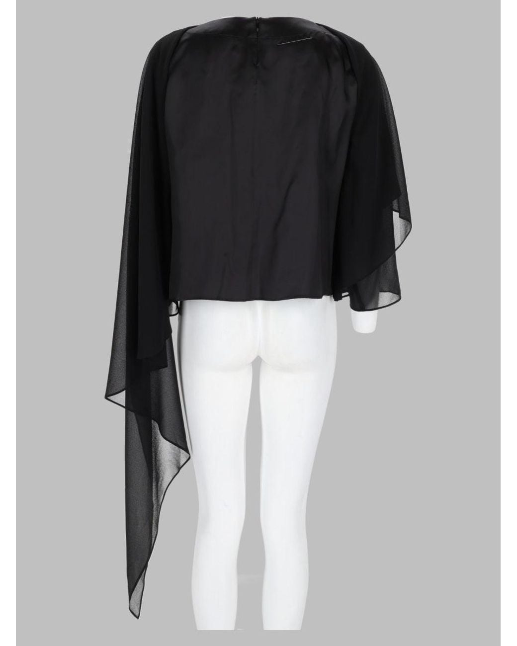 MM6 by Maison Margiela Black Asymmetric Draped Long-Sleeve Blouse