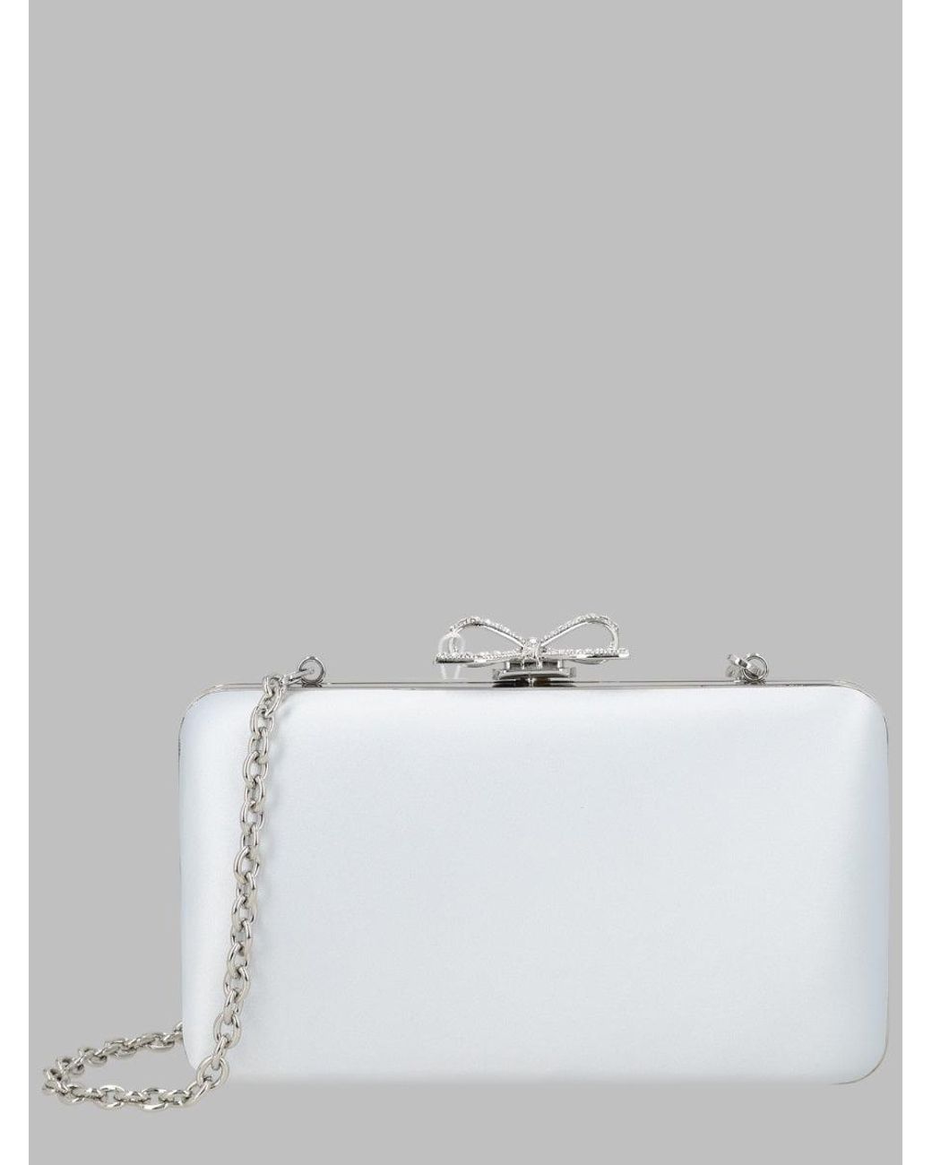 Self-Portrait Blue Bow Clasp Clutch With Chain Strap