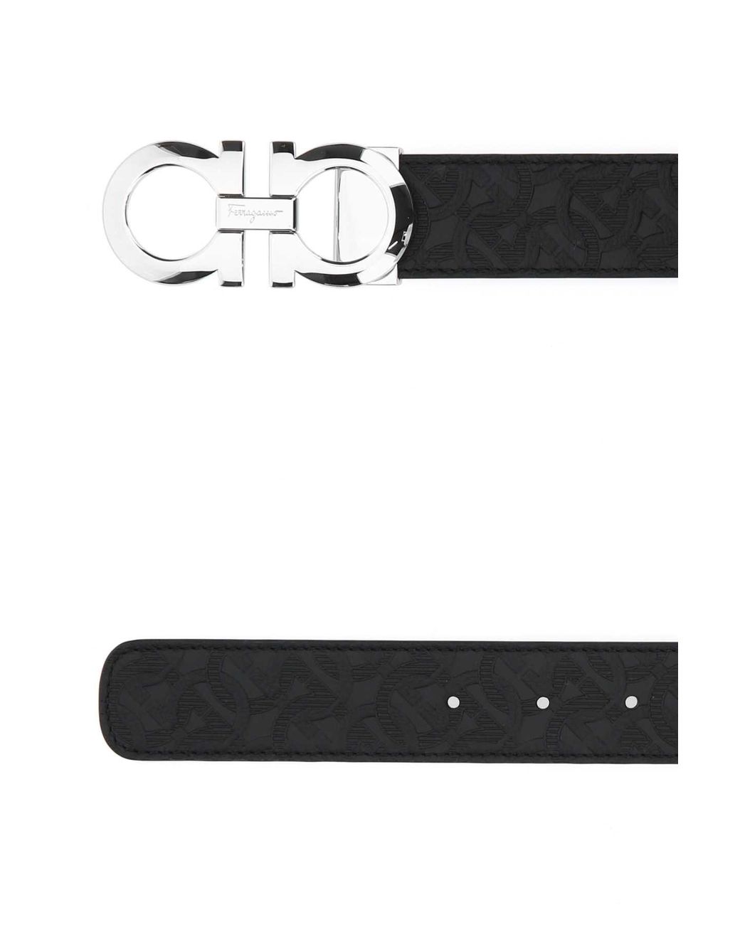 Ferragamo White Gancini Reversible Leather Belt for men
