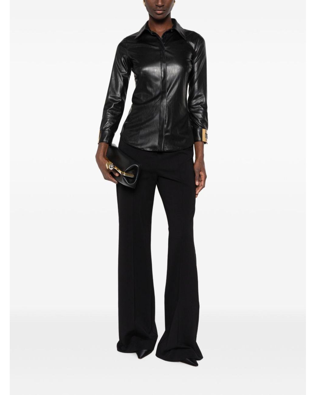 Elisabetta Franchi Black Faux Leather Shirt