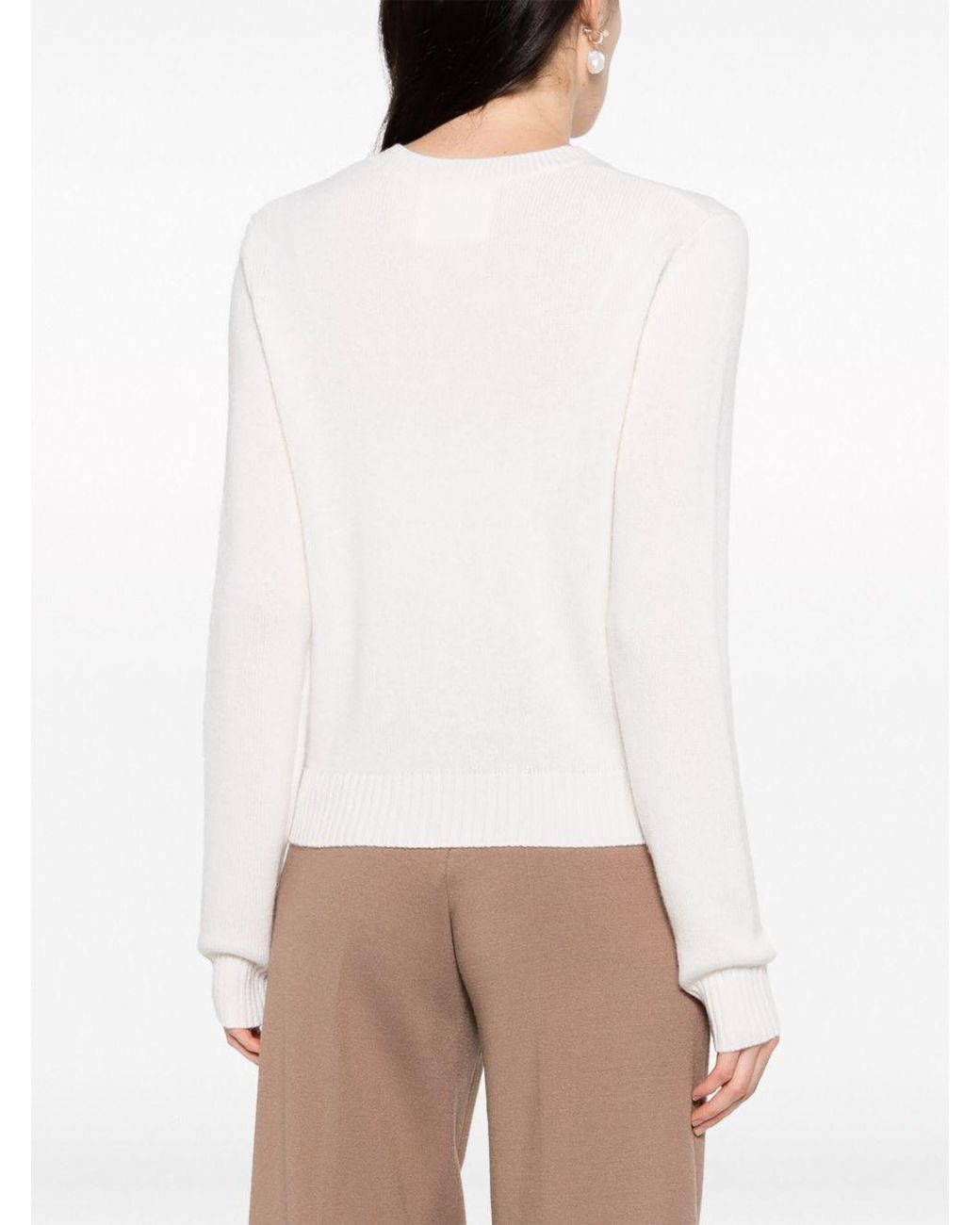 Lisa Yang White Mable Cashmere Crewneck Sweater