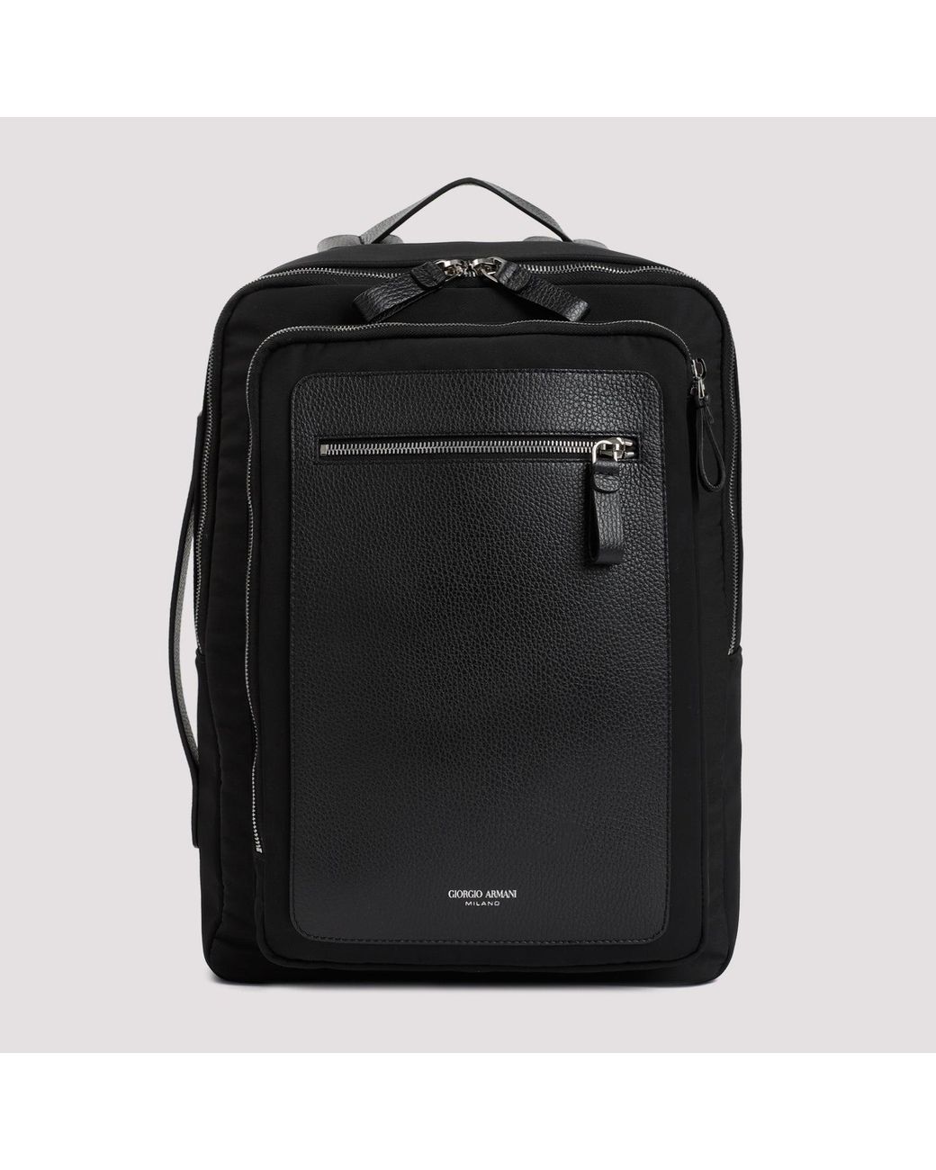 Giorgio Armani Black Premium Tech Fabric Backpack For Modern for men
