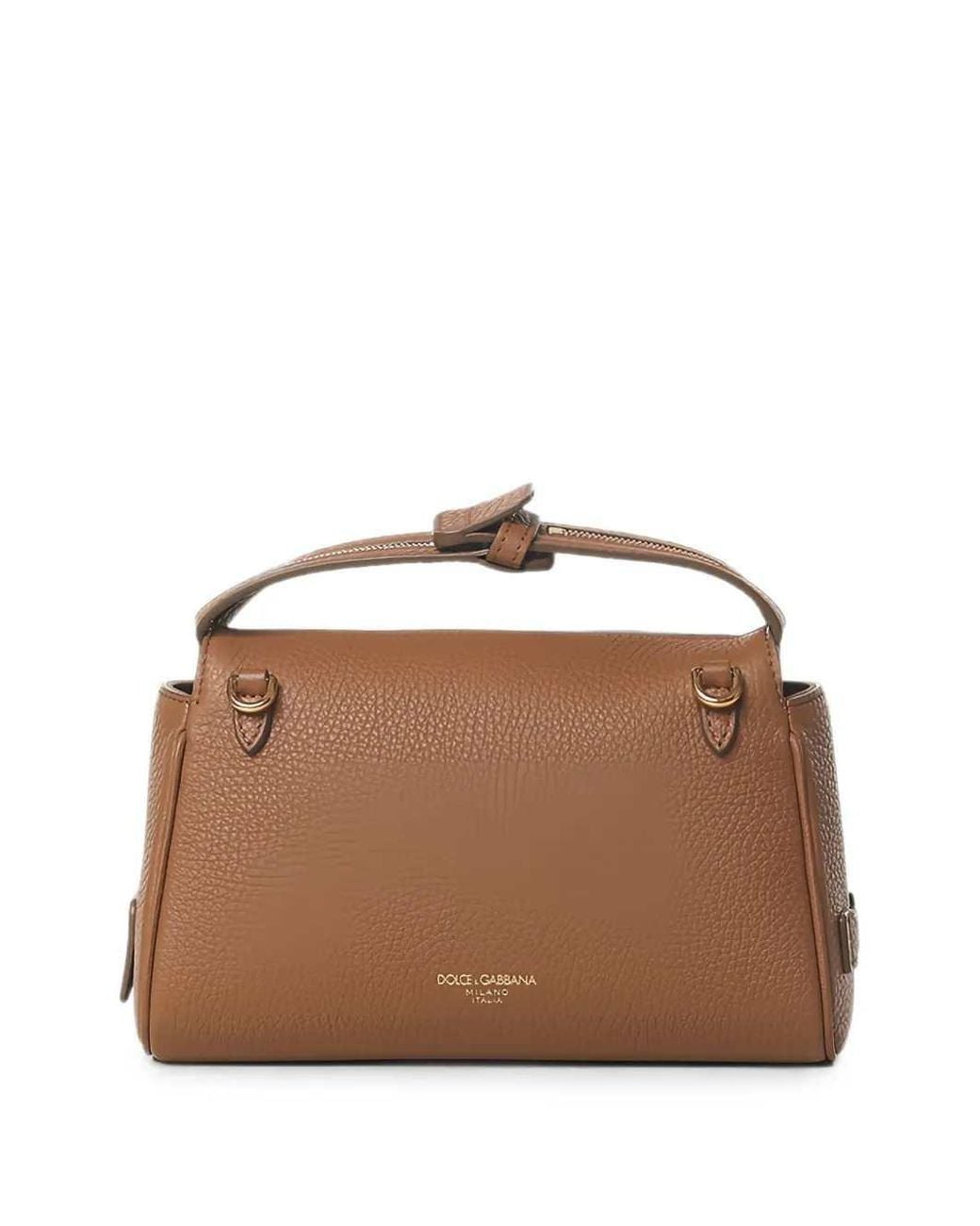 Dolce & Gabbana Brown Dolce & Gabbana Vittoria Leather Tote Bag With Logo Plaque