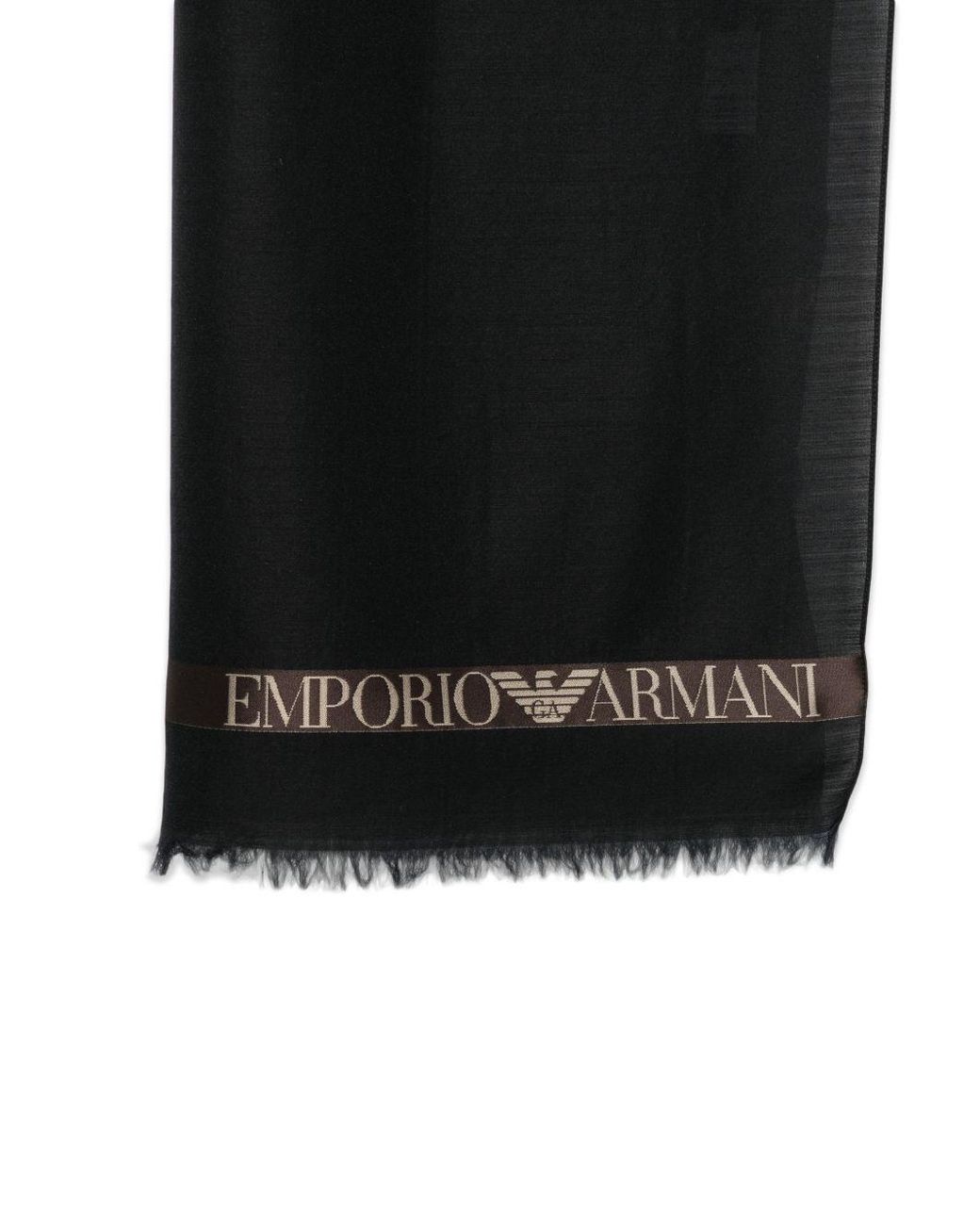 Emporio Armani Black Logo Wool Blend Scarf