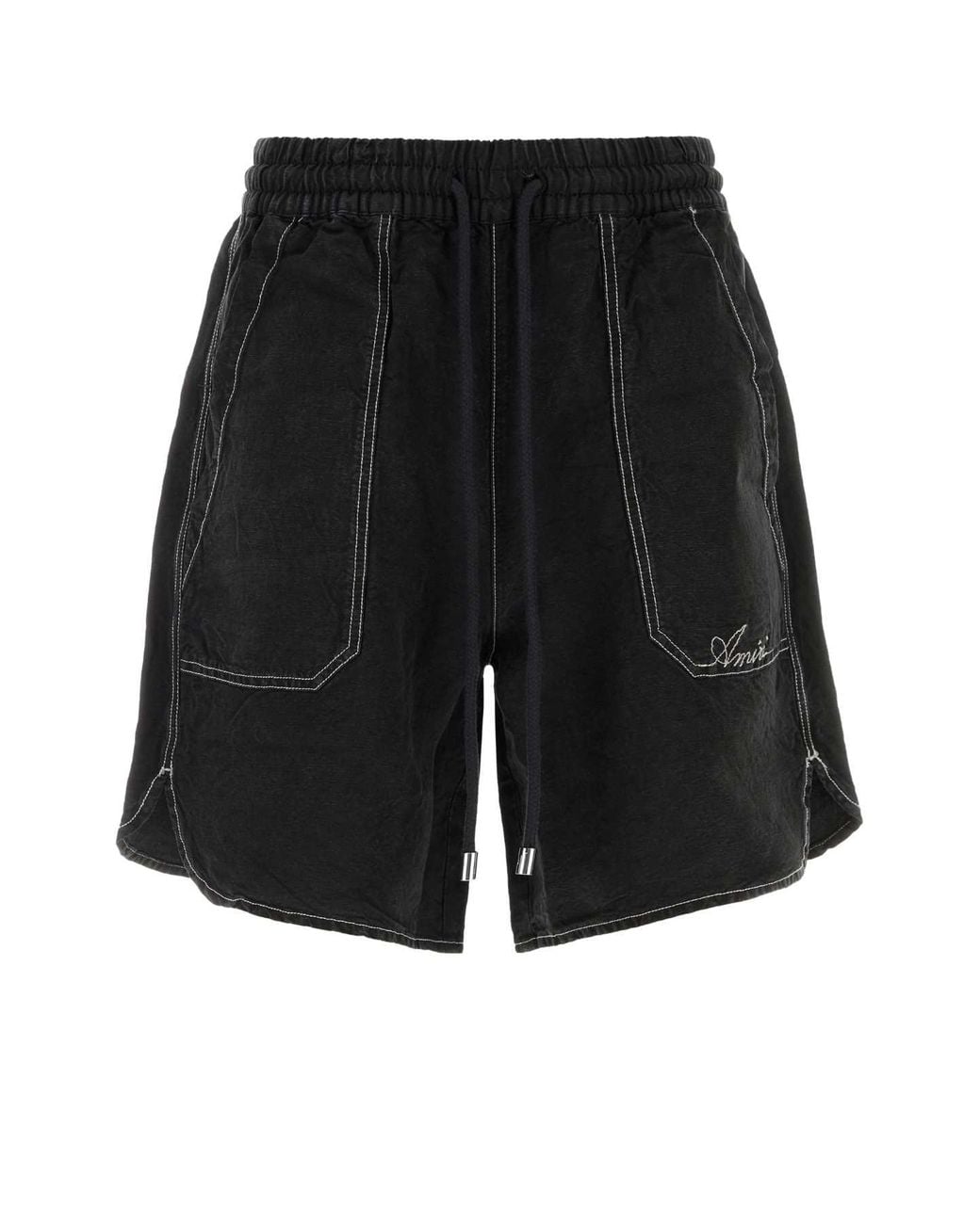 Amiri Black Drawstring Logo Shorts for men