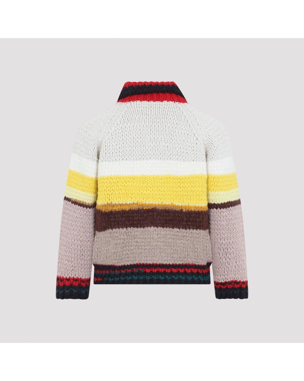 Céline Multicolor Chunky Knit Zip-Front Cardigan