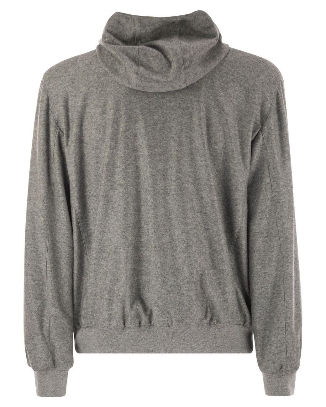 Fedeli Gray Reversible Bomber Jacket With Hood for men