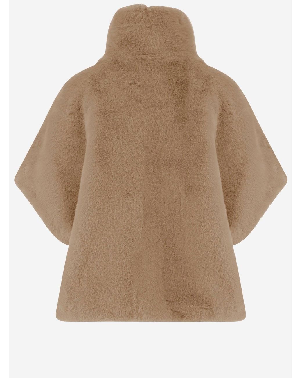 Pinko Natural Short-Sleeved Plush Jacket With High Collar And Buckle Detail