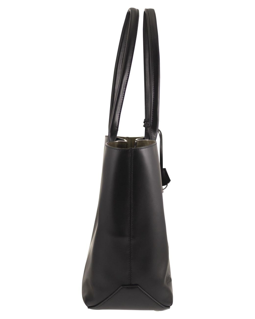 Hogan Black Leather Tote Bag With Embossed Logo