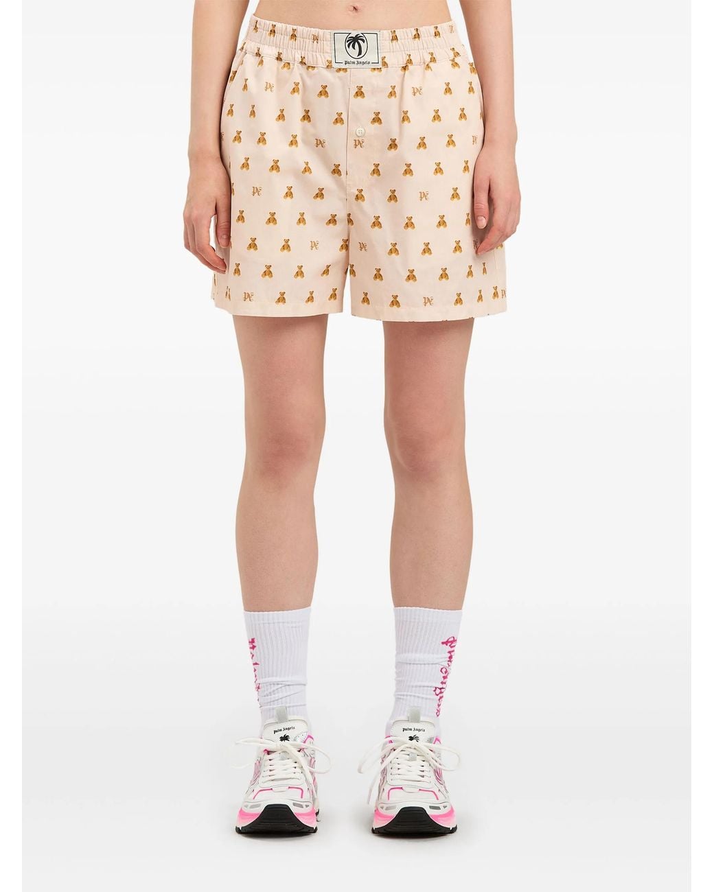 Palm Angels Mini Bear-monogramshort in het Natural
