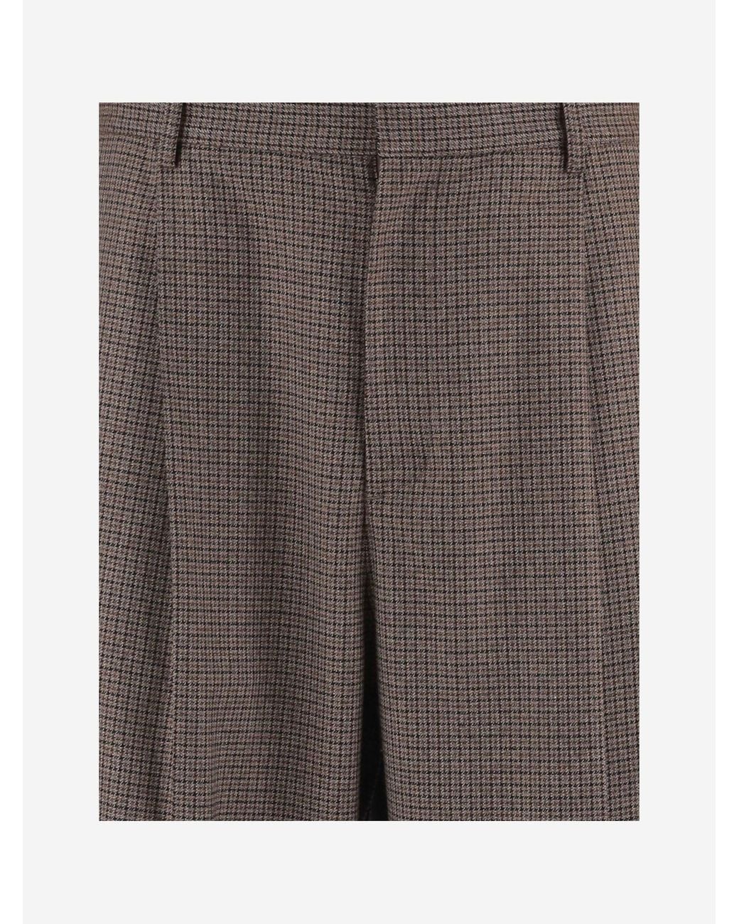 DARKPARK Gray Pants Checked Viscose-Blend Polyester Trousers for men