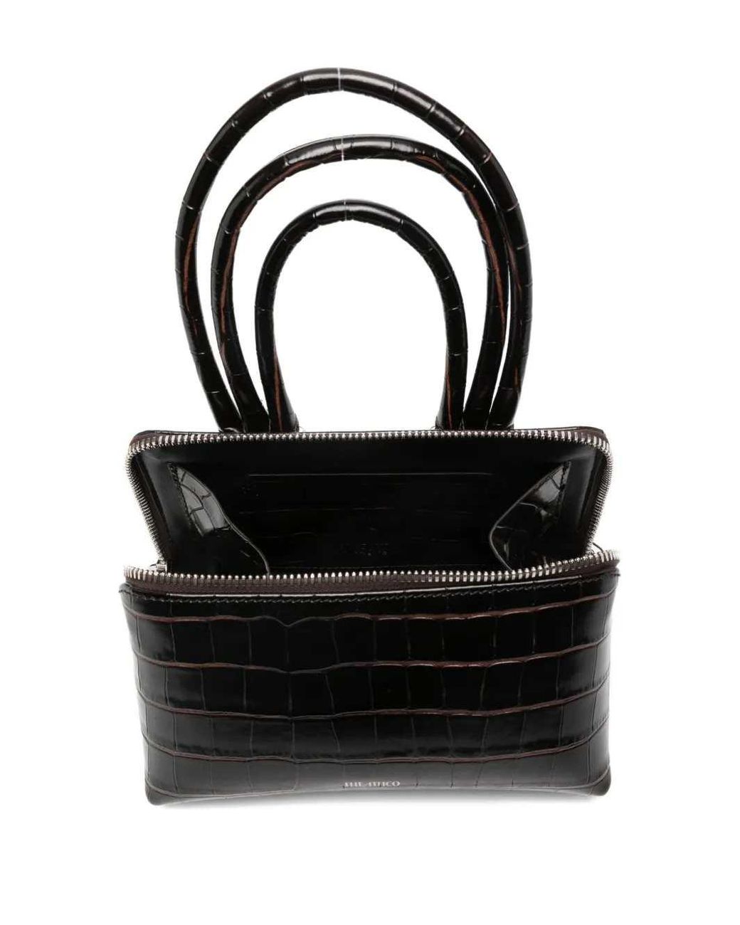 The Attico Black Mini Friday Bag With Crocodile Effect