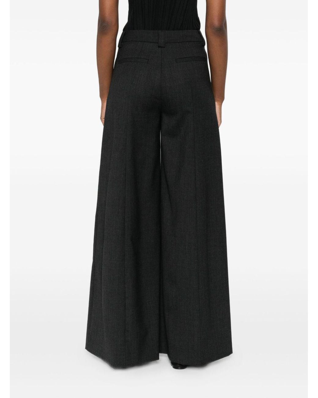 THE LATEST Black Thelatest Alma Wool Blend Wide-Leg Trousers