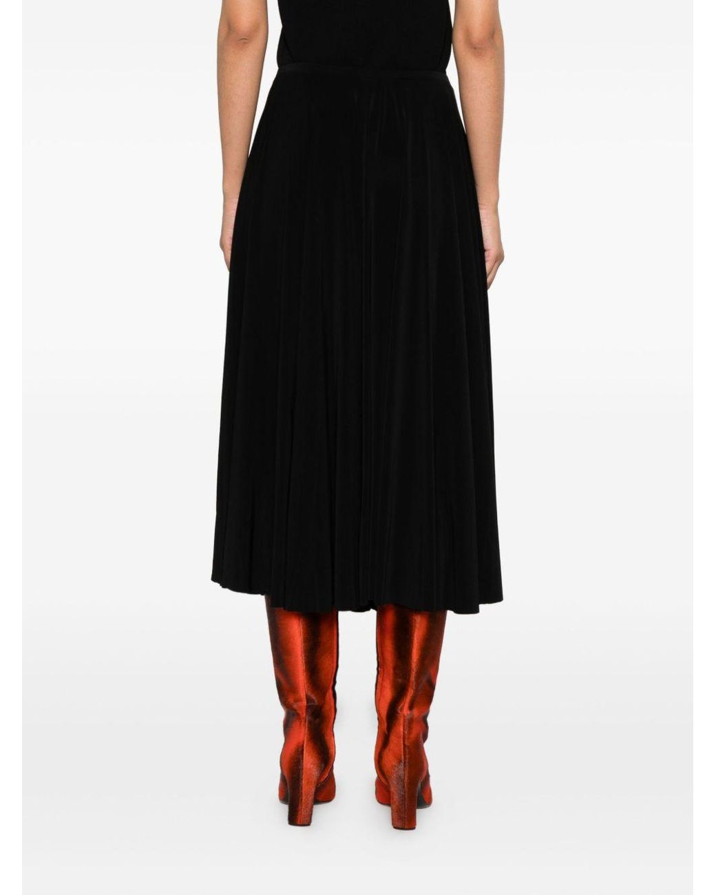 Norma Kamali Geplooide Midi Rok in het Black