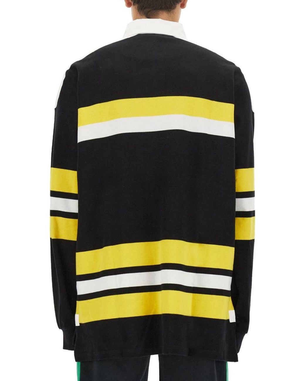 Wales Bonner Yellow Polo Shirt With Stripe Pattern for men