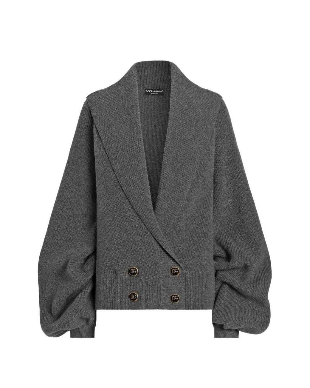 Dolce & Gabbana Gray Dolce & Gabbana Shawl-Collar Cardigan