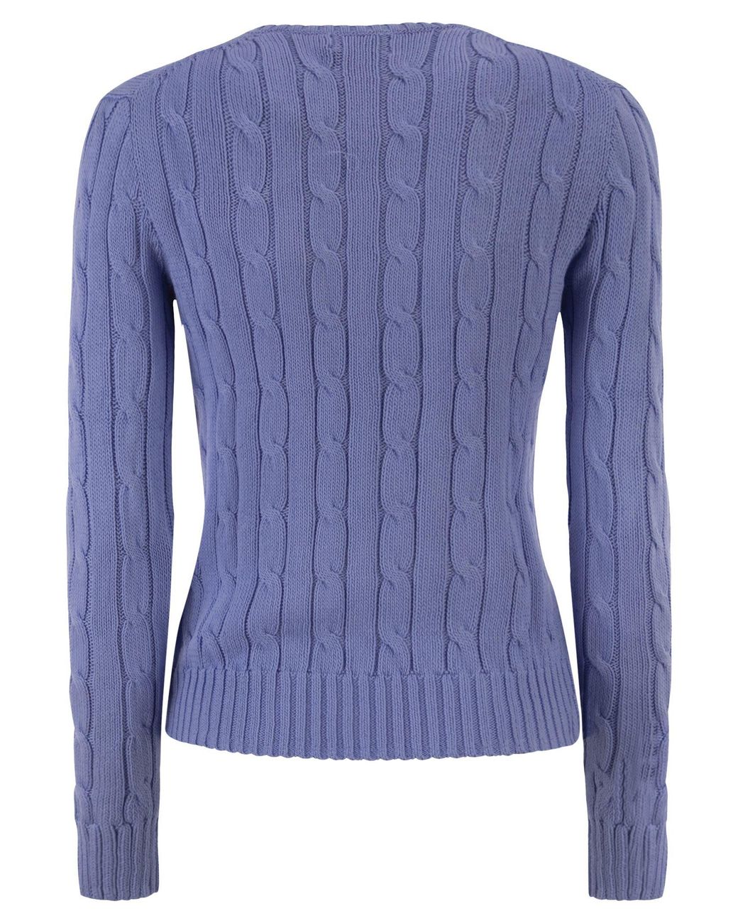 Polo Ralph Lauren Blue Cotton Cable Knit Crew Neck Jumper