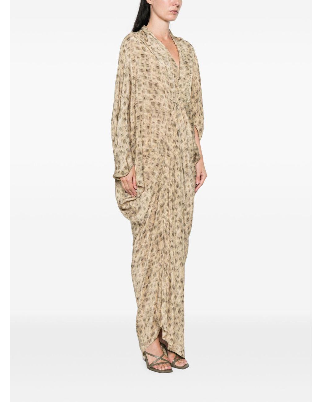 Cortana Natural Mayu Printed Long Dress