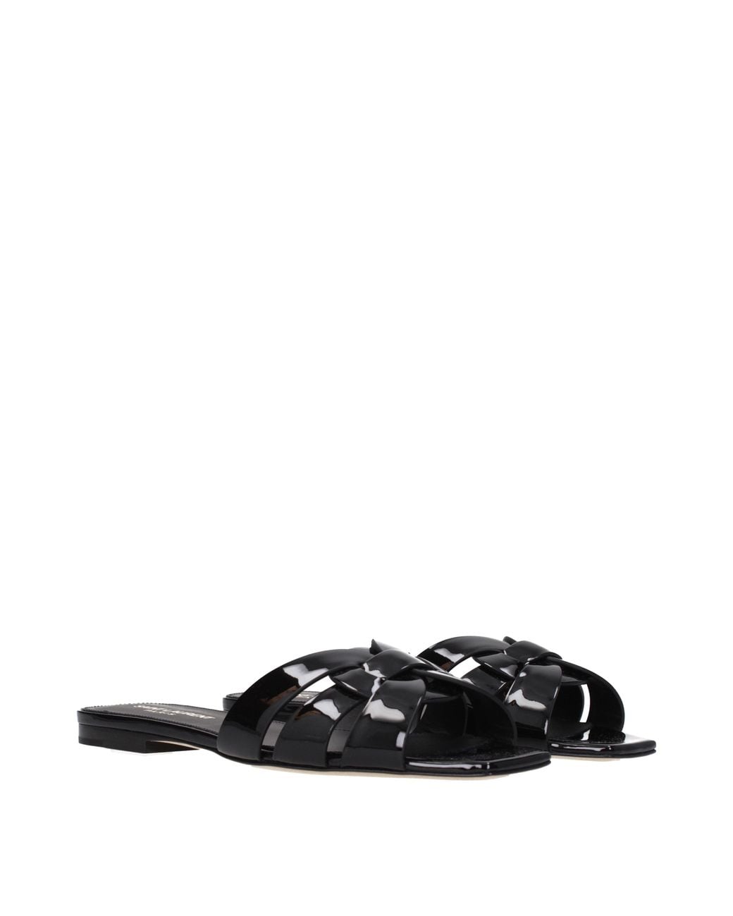 Saint Laurent Black Slip Ons And Clogs Patent