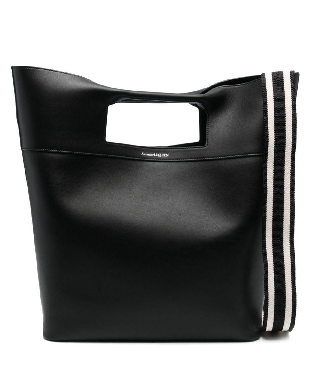 McQueen Black The Square Bow Leather Handbag for men