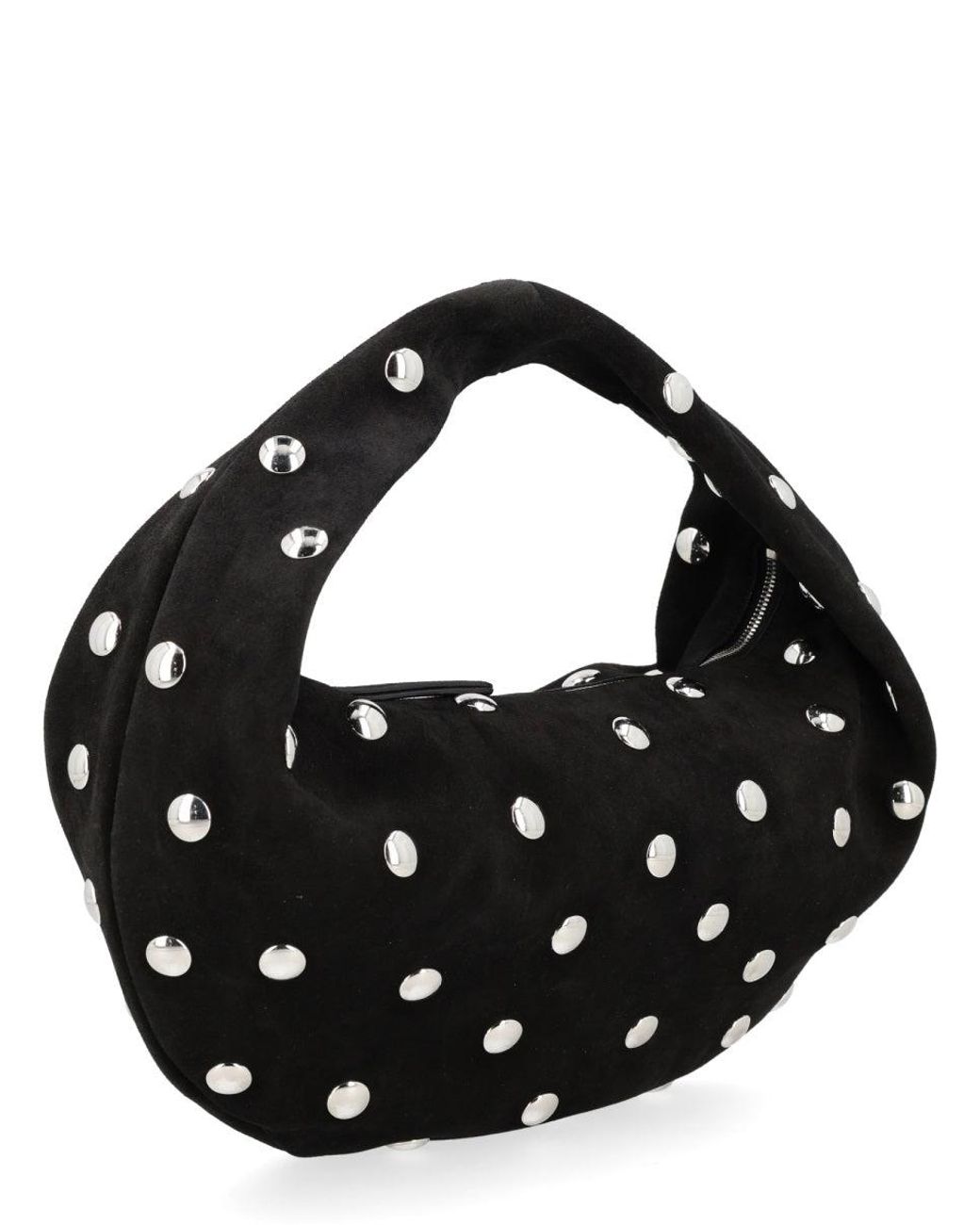 Khaite Black Studded Suede Hobo Shoulder Bag