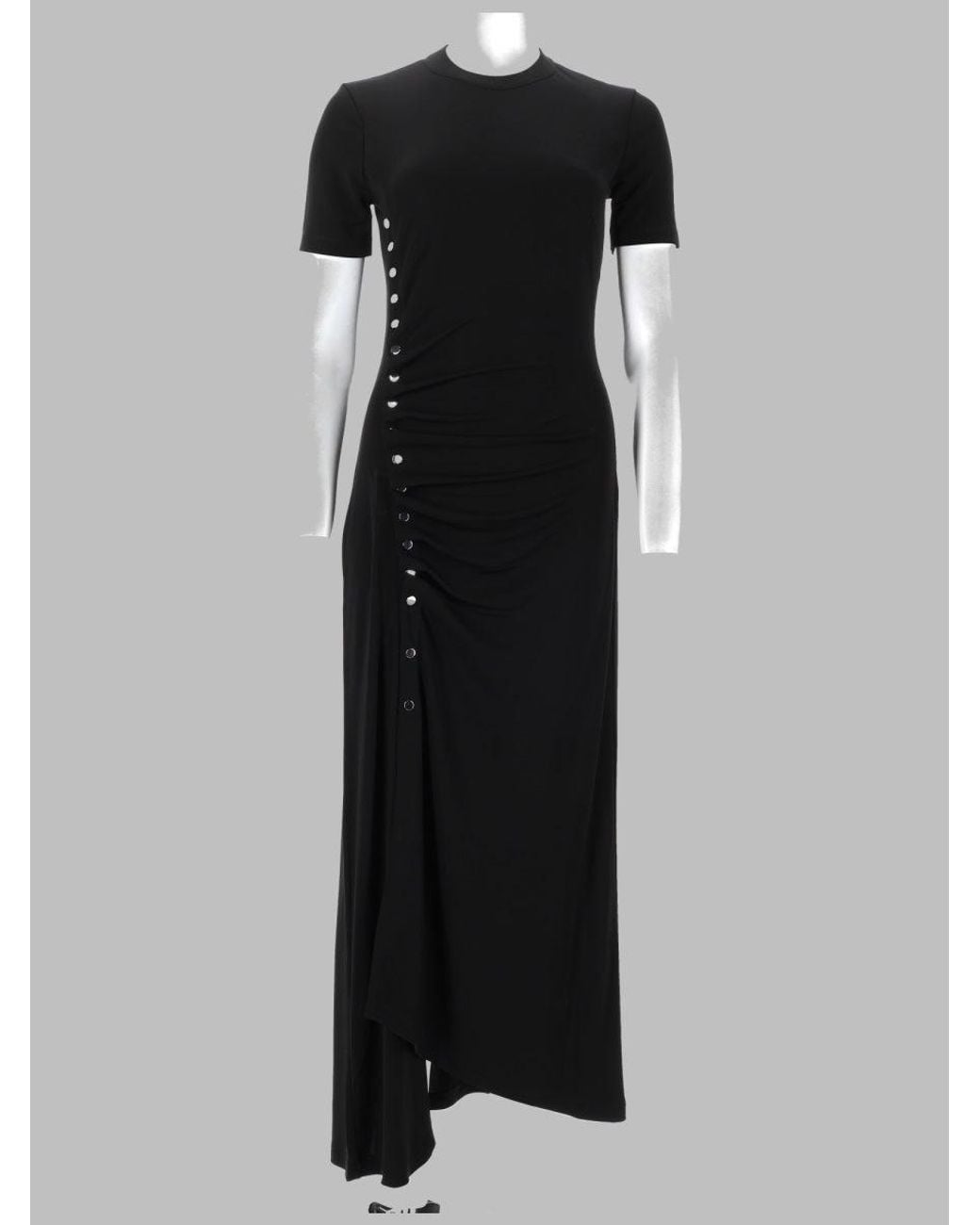 Rabanne Black Asymmetrical Draped Midi Dress