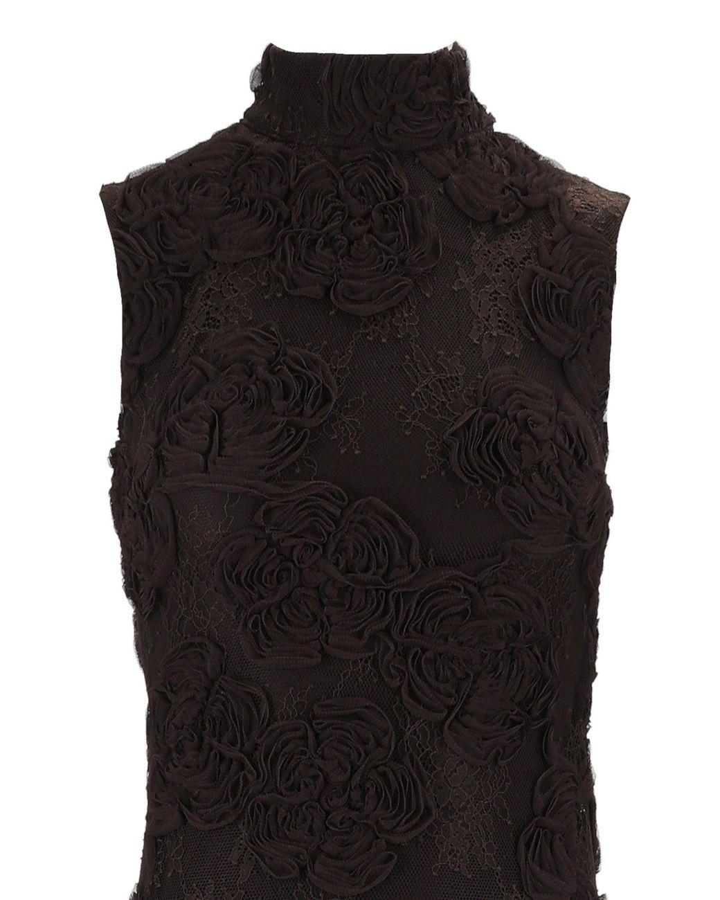 ROTATE BIRGER CHRISTENSEN Black Slim-Fit 3D Floral Maxi Dress