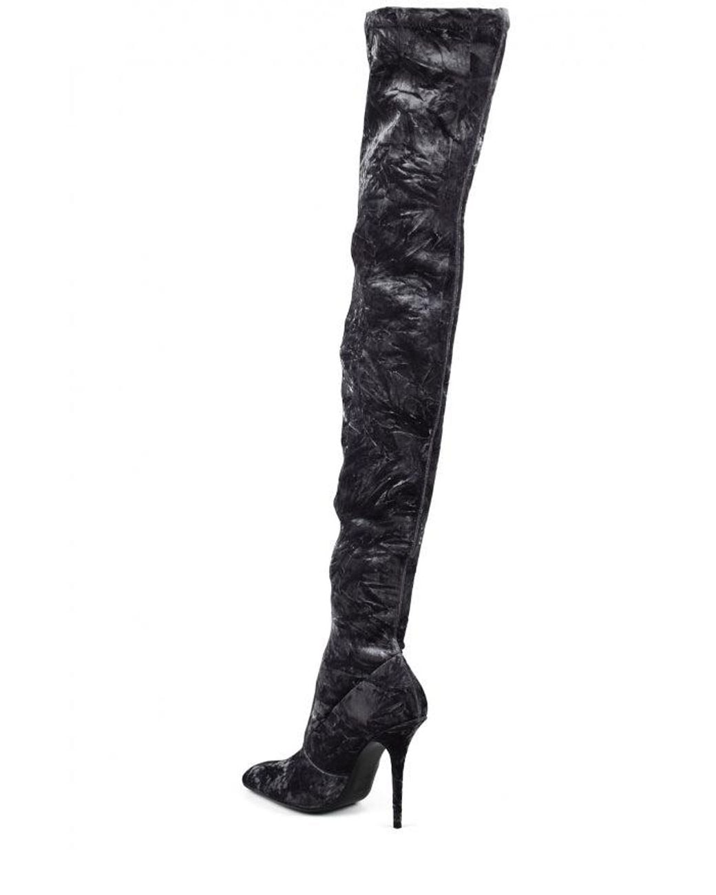 Saint Laurent Black Talia Thigh-High Boots