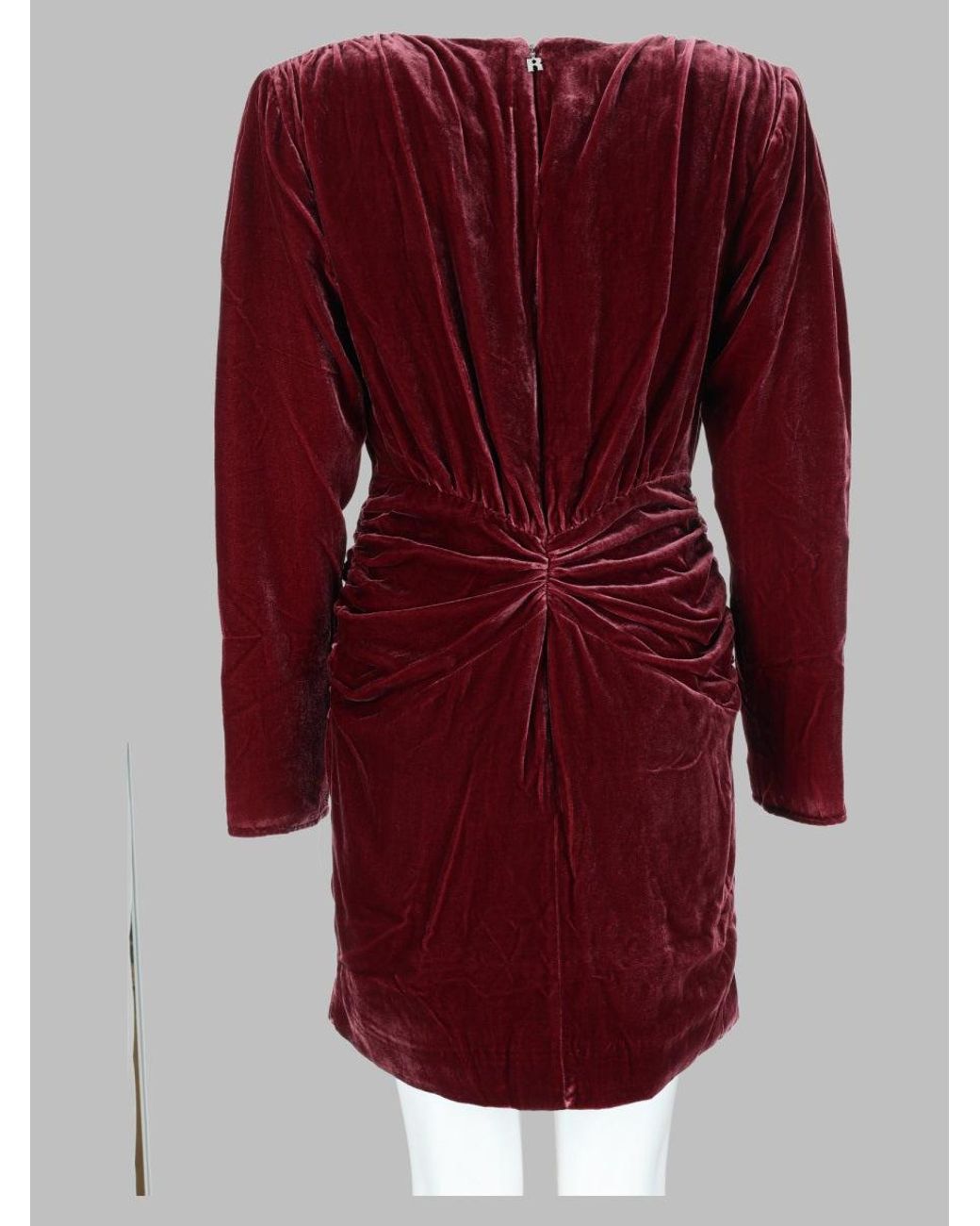 ROTATE BIRGER CHRISTENSEN Red Mini Burgundy Velvet Dress With Rosette Detail