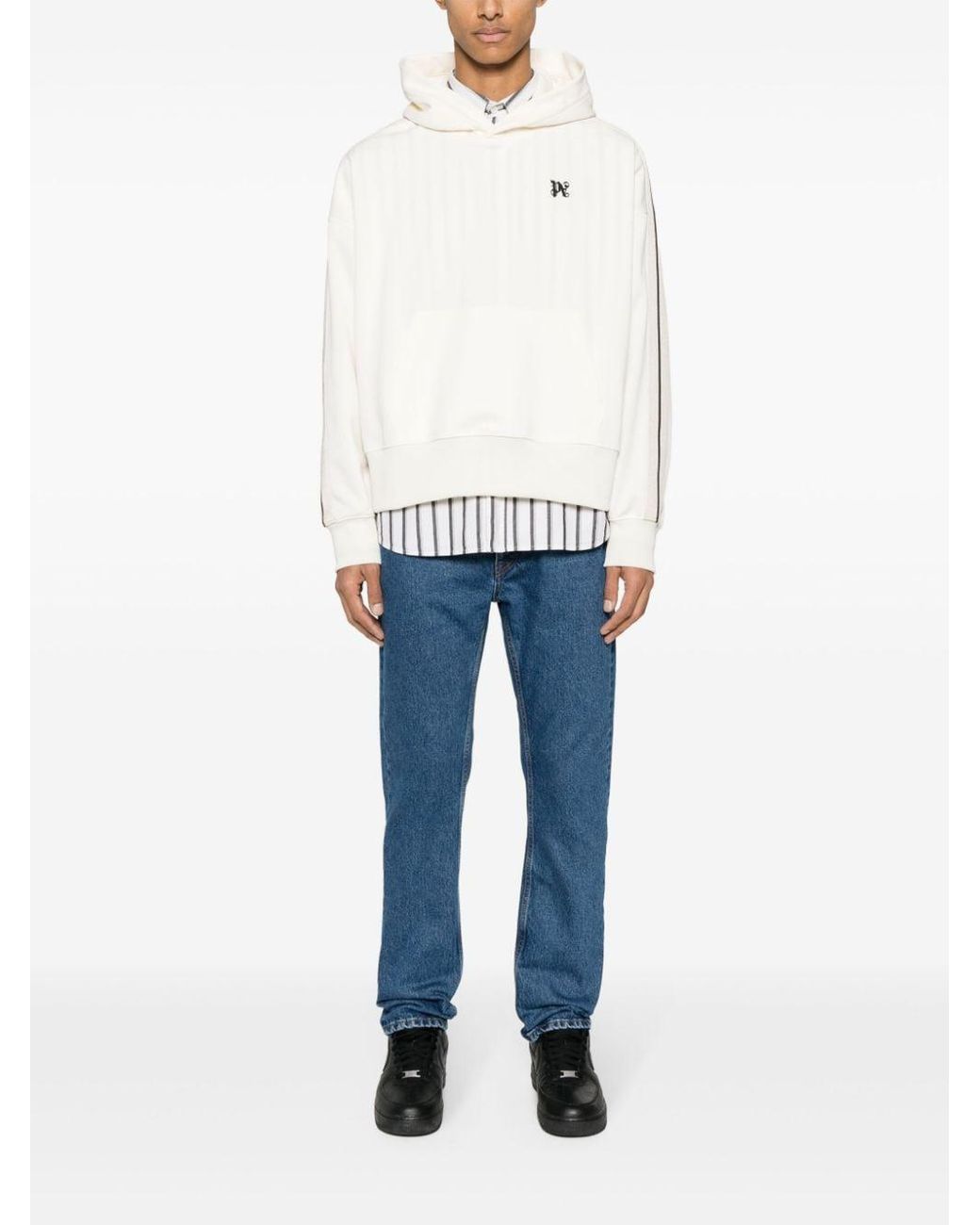 Palm Angels Blue Jeans With Monogram Embroidery for men