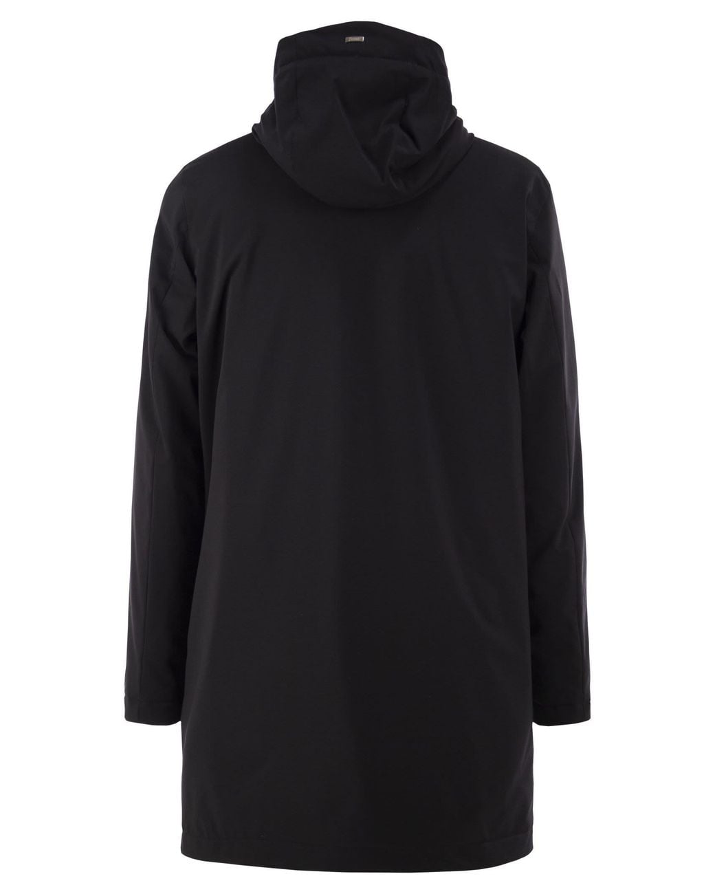 Herno Black Stretch Technical Fabric Hooded Padded Parka
