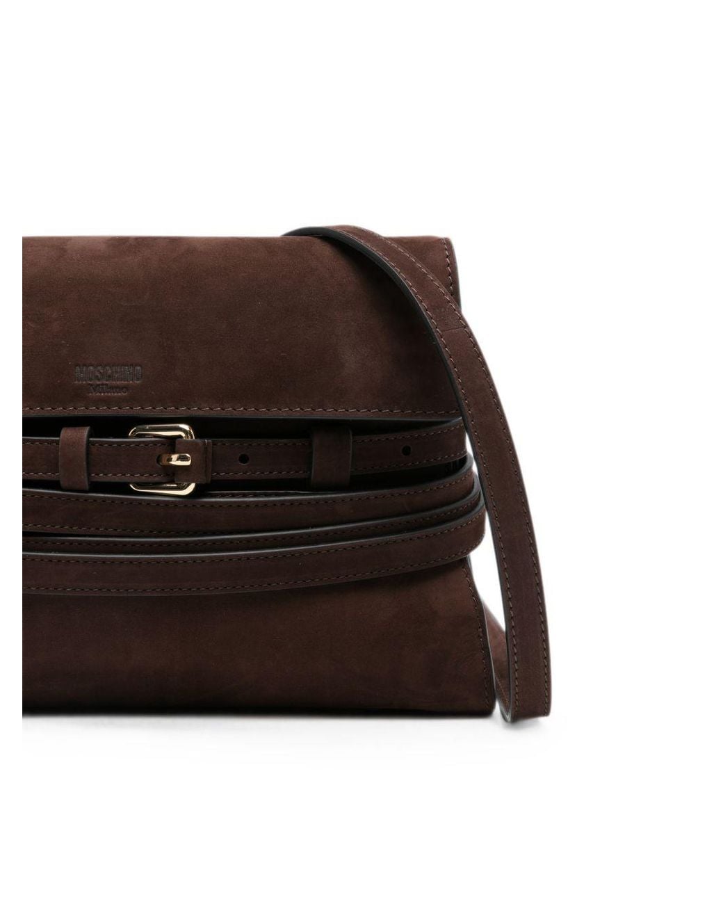 Moschino Brown Tie Me Leather Handbag