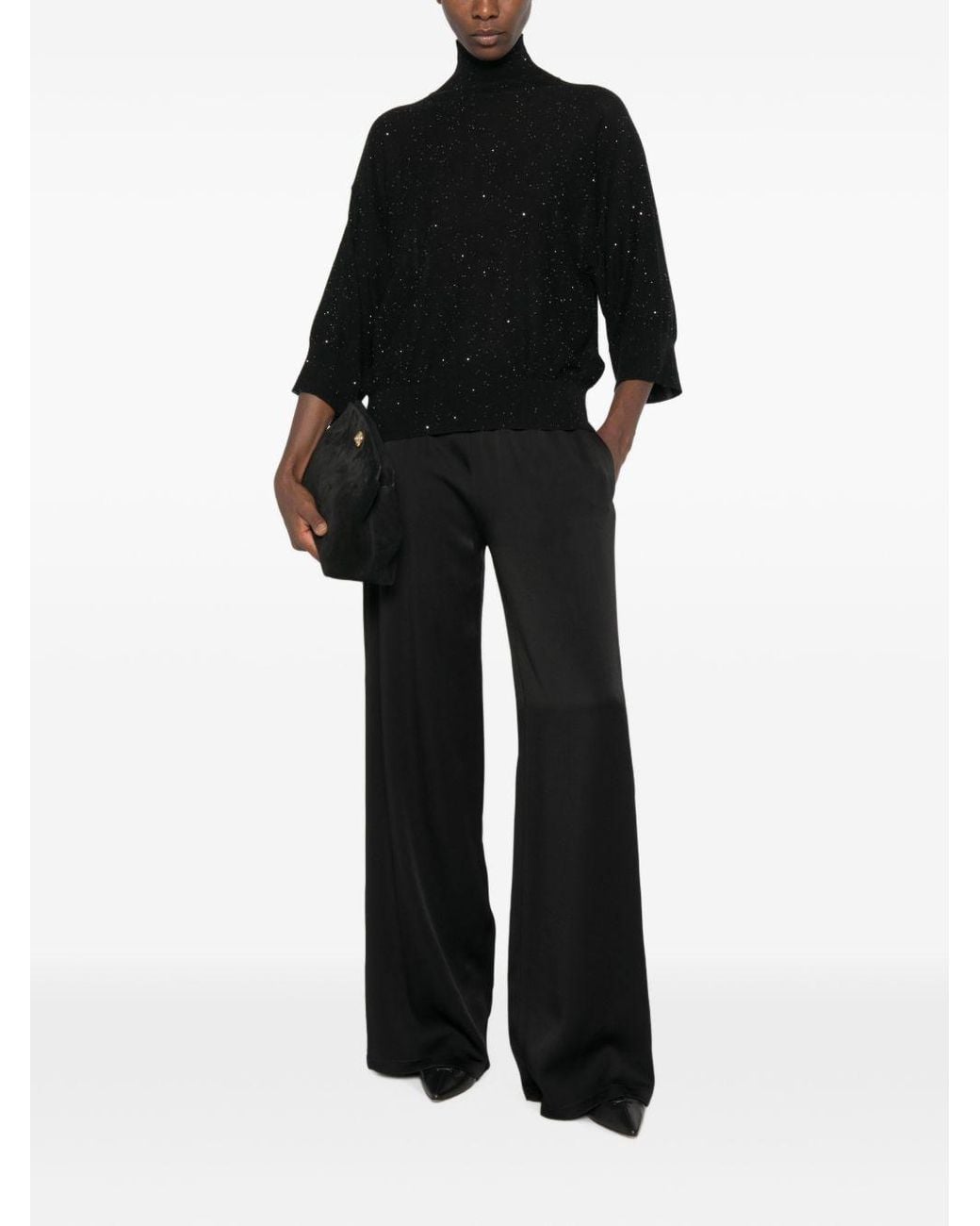 Fabiana Filippi Black Wool Turtle Neck Sweater
