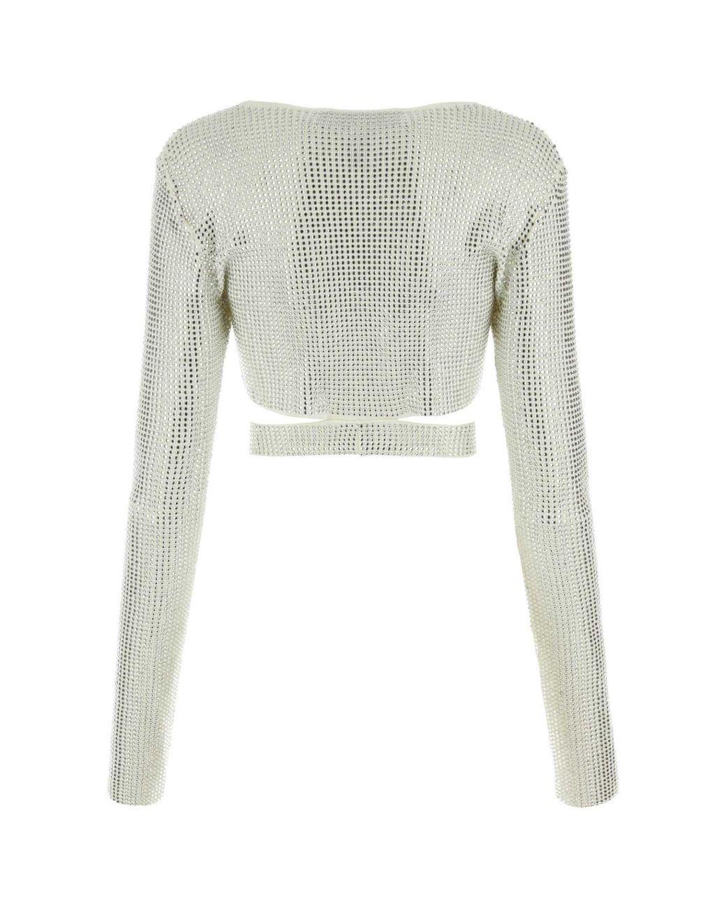 ANDREA ADAMO White Embellished Viscose Blend Top