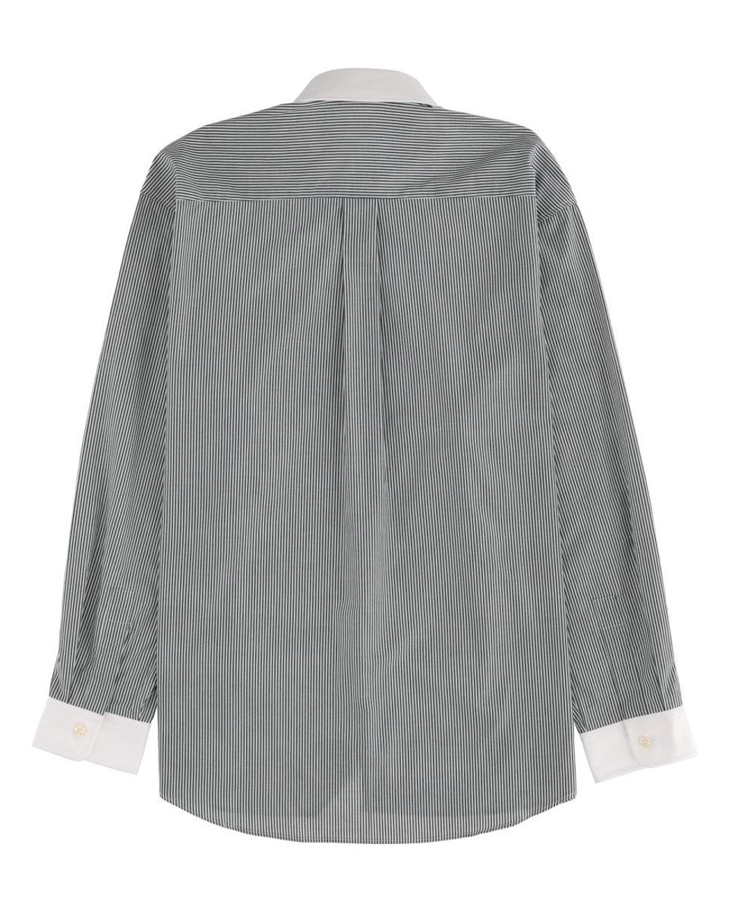 SPORTY&RICH Gray Logo Striped Shirt